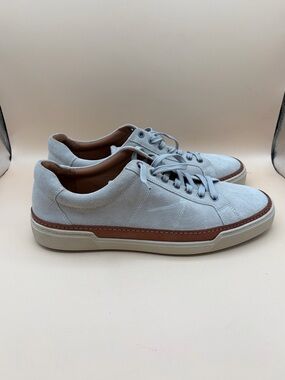 Allen Edmonds Men’s Size 11.5D Light Gray Suede Low-Top Sneakers with Brown Trim